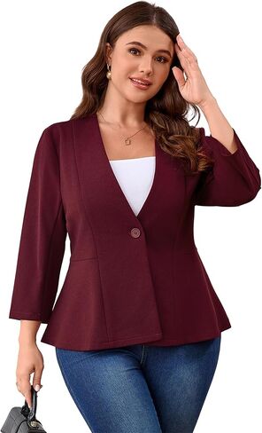 Women's Plus Size Blazer Button Ruffle Casual Blazers Open Front Work Office Jackets Blazer in Kuwait