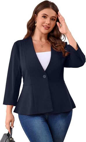 Women's Plus Size Blazer Button Ruffle Casual Blazers Open Front Work Office Jackets Blazer in Kuwait