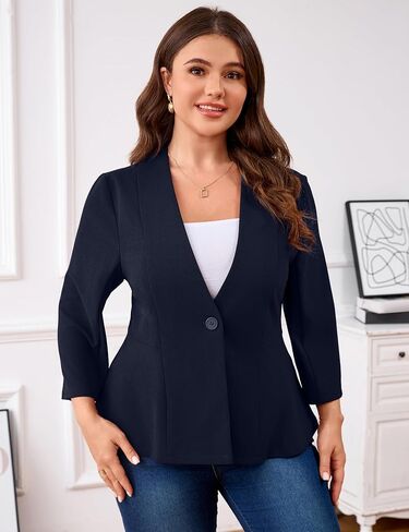 Women's Plus Size Blazer Button Ruffle Casual Blazers Open Front Work Office Jackets Blazer in Kuwait
