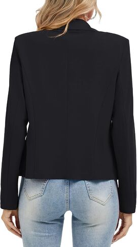Women's Long Sleeve Blazers Casual Notched Lapel Work Padded Shoulder Button Front Blazer Jackets Pocket in Saudi Arabia