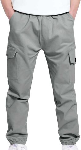 Cargo Pants Boys Childrens Sports Track Pants Stretch Elastic Waist School Kids Twill Joggers for 4-13 Years in Saudi Arabia