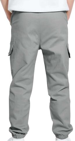 Cargo Pants Boys Childrens Sports Track Pants Stretch Elastic Waist School Kids Twill Joggers for 4-13 Years in Saudi Arabia