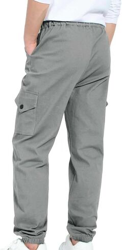 Cargo Pants Boys Childrens Sports Track Pants Stretch Elastic Waist School Kids Twill Joggers for 4-13 Years in Saudi Arabia