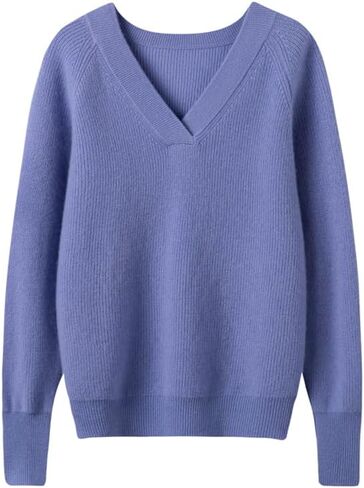 Women's Cashmere and Merino Wool Blend V Neck Sweater Lightweight Knit Sweater in Saudi Arabia