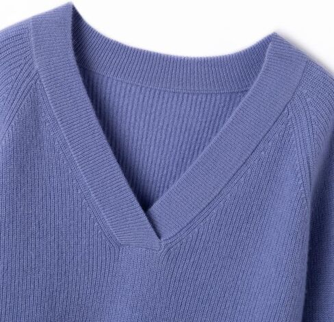 Women's Cashmere and Merino Wool Blend V Neck Sweater Lightweight Knit Sweater in Saudi Arabia