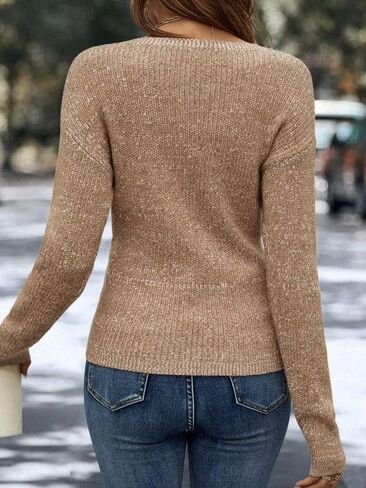 سترة HVT Womens 2025 Criss Cross Pullover v Neck Long Sleeve Teps Nature Dips in Kuwait