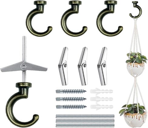 6 Sets Large Swag Ceiling Hooks Heavy Duty Swag Hook with Hardware for Hanging Plants Ceiling Installation Cavity Wall Fixing (3 Sets White) in Kuwait