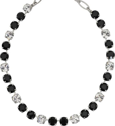 Mariana Rhodium Plated Checkmate Classic Crystal Tennis Necklace, Black Clear N-3252-280-1-RO in Saudi Arabia