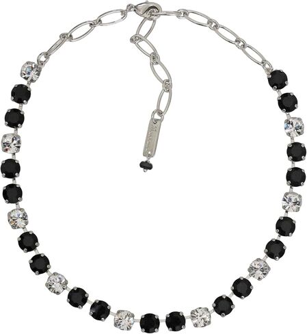 Mariana Rhodium Plated Checkmate Classic Crystal Tennis Necklace, Black Clear N-3252-280-1-RO in Saudi Arabia