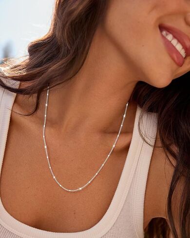 925 Sterling Silver Necklace Silver Chain Necklace for Women Cuban Link Chain 16K Gold Plated Chain Simple Dainty Necklace for Women Waterproof Trendy Jewelry Gift in Kuwait