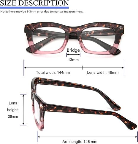 REAVEE 6 Pack Oprah Style Reading Glasses for Women Blue Light Blocking, Cute Square Computer Readers with Spring Hinge in Saudi Arabia