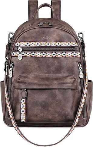 FADEON Small Backpack Purse for Women Designer PU Leather Roomly Mini Backpacks Multi Pocket Fashion Shoulder Backpack in Saudi Arabia