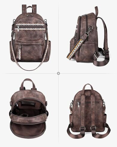FADEON Small Backpack Purse for Women Designer PU Leather Roomly Mini Backpacks Multi Pocket Fashion Shoulder Backpack in Saudi Arabia