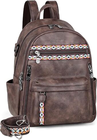 FADEON Small Backpack Purse for Women Designer PU Leather Roomly Mini Backpacks Multi Pocket Fashion Shoulder Backpack in Saudi Arabia
