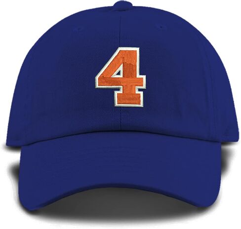 Monogram Letter or Number Baseball Cap - Toddler, Youth Kids, and Adult Adjustable Hat - Royal Blue Hat with Orange Thread in Saudi Arabia