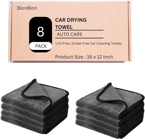 8-Pack Microfiber Car Towels – Super Absorbent, Large Drying Towels for Cars (600 GSM, 16" x 12") in Saudi Arabia