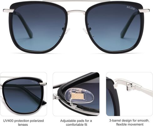 SOJOS Retro Aviator Square Polarized Sunglasses For Women Men,Vintage Women's Sun Glasses Shades UV400 SJ2180 in Saudi Arabia