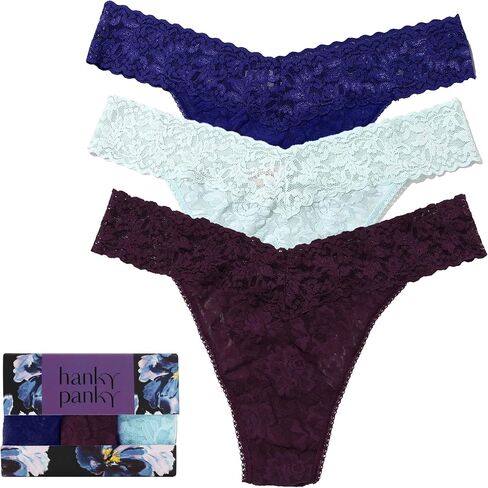 hanky panky Women's 3-Pack Signature Lace Original Rise Thong in Saudi Arabia