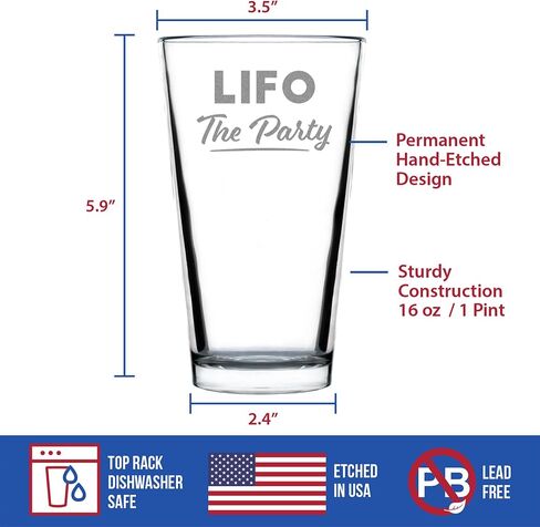 LIFO the Party - Pint Glass for Beer - Funny Accountant Gifts - Unique Accounting Gift for CPA - 16 oz Glasses in Saudi Arabia