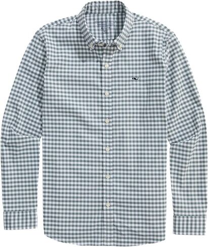 vineyard vines Boys' On-The-Go brrrº Gingham Shirt, Balsam in Saudi Arabia