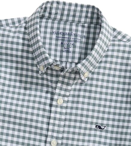 vineyard vines Boys' On-The-Go brrrº Gingham Shirt, Balsam in Saudi Arabia