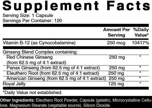 مجمع Ginseng Oxify 1000 ملغ مع B12 و Royal Jelly | 120 كبسولات | خالية من الغلوتين ، غير المعدلة وراثيا | ملحق مصنوع في الولايات المتحدة in Kuwait