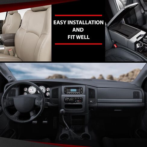 غطاء غطاء Dashboard Dash Cover متوافق مع Dodge RAM 1500 2002-2005 ، FIT Dodge RAM 2500 3500 2003-2005 Black in Saudi Arabia