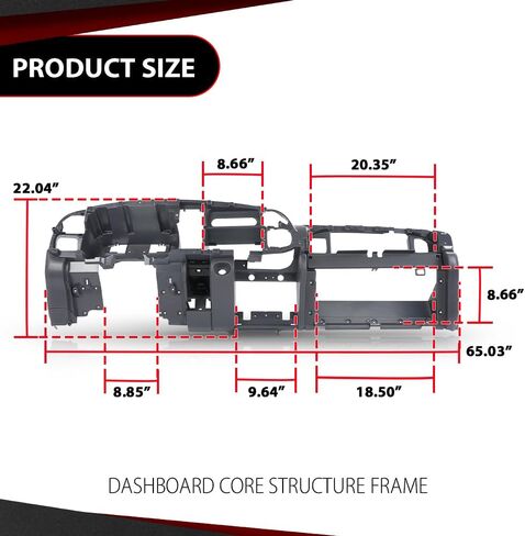 Cheda Dash Dashboard Core Structure Frame Single AUX متوافق مع Dodge RAM 1500 2500 3500 1998 1999 2000 2001 GRay in Saudi Arabia
