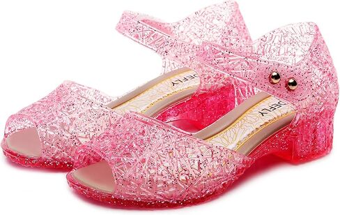 TANDEFLY Princess Jelly Flats for Girls - Sparkly Dress Up Sandals for Birthday Party, Snow Queen Cosplay, Toddler & Kids (Ages 3-8) | Lightweight Ballet Heels for Little Girls in Kuwait