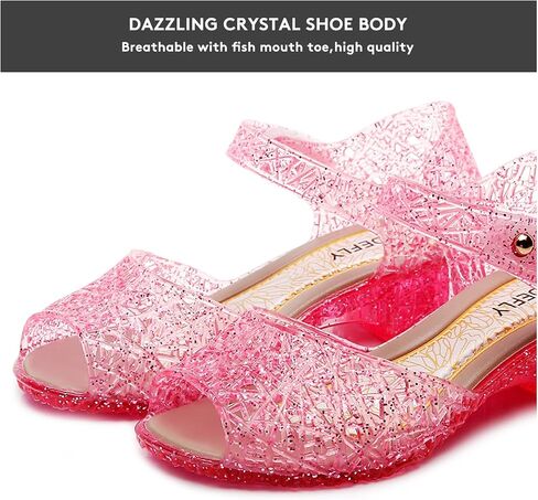 TANDEFLY Princess Jelly Flats for Girls - Sparkly Dress Up Sandals for Birthday Party, Snow Queen Cosplay, Toddler & Kids (Ages 3-8) | Lightweight Ballet Heels for Little Girls in Kuwait