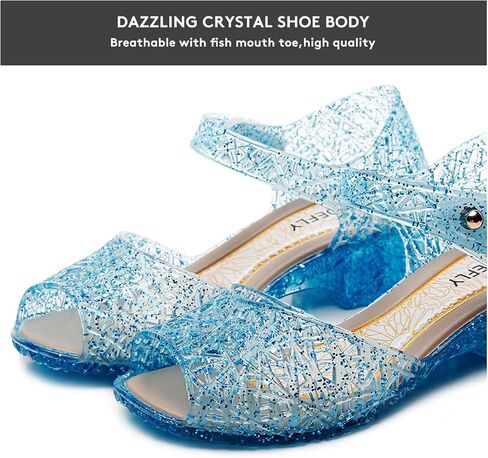 TANDEFLY Princess Jelly Flats for Girls - Sparkly Dress Up Sandals for Birthday Party, Snow Queen Cosplay, Toddler & Kids (Ages 3-8) | Lightweight Ballet Heels for Little Girls in Kuwait