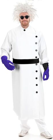 Jiuguva 9 Pcs Halloween Mad Scientist Costume for Adult Men Including Coat Belt Cup Gloves Goggles Wig Mustache Eyebrows in Kuwait