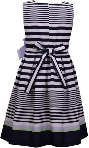 Bonnie Jean Little Big Girls 4-16 Poly Poplin Fit and Flare Multi-Stripe Navy Dress in Saudi Arabia