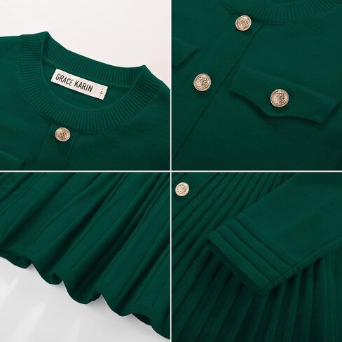 GRACE KARIN Girls Sweater Fall Dress Long Sleeve Knit Button Front Pleated A-Line Casual Winter Midi Dresses 5-14Y in Saudi Arabia