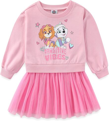 Paw Patrol Nickelodeon Skye and Everest Girls Long Sleeve Tulle Dress for Toddler and Big Kids in Saudi Arabia