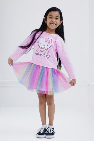 Hello Kitty Girls French Terry Tulle Dress Toddler إلى Big Kid Sister (2T - 14-16) in Saudi Arabia