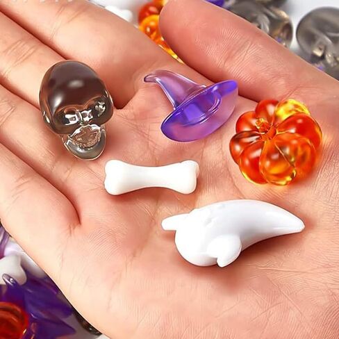 30 Pcs Halloween Vase Filler, Mini Acrylic Pumpkin Ghost Skull Spider Witch Hats Gems for Centerpieces Table Decorations, Halloween Sensory Bin Filler for DIY Crafts in Saudi Arabia