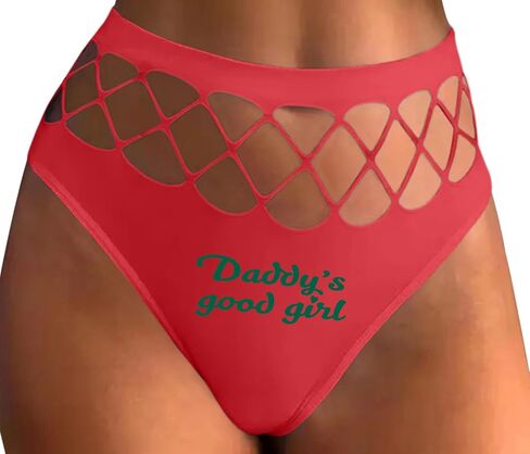 Knaughty Knickers Daddy's Good Girl - DDLG Play Red Fishnet Thong Adult Flirty Fun in Saudi Arabia