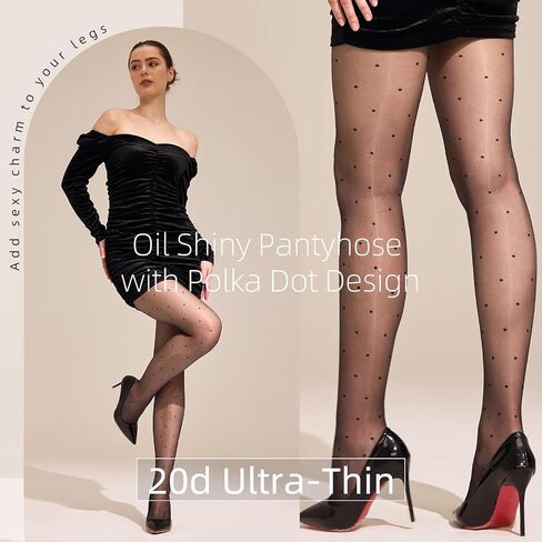 Women Women Polka Dot Lacts Oil Pantyhose 20 Denier Shimmer جوارب منقوشة مع نقاط in Saudi Arabia