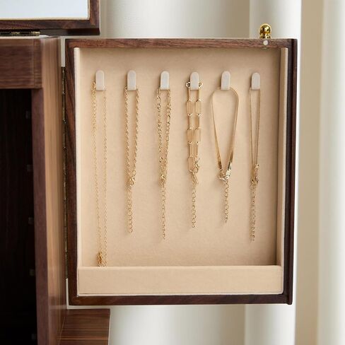 Black Walnut Wooden Jewelry Box, 6-Layer Lockable Jewelry Organizer Box for Women, Earring & Necklace Storage, Ring Trays, Gift for Wife, Mom or Her in Saudi Arabia