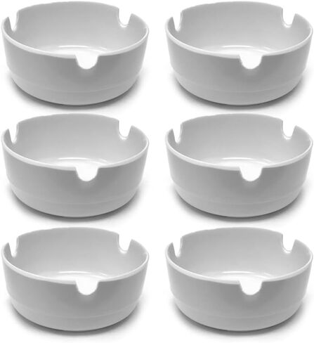 6 Ashtray Cigarettes Plastic Tabletop Ash Tray White Indoor Outdoor Bar Hotel Melamine Round Ashtray 3-Inch White Color (Set of 6 White) Perfect for Home Patio Restaurant Durable in Saudi Arabia