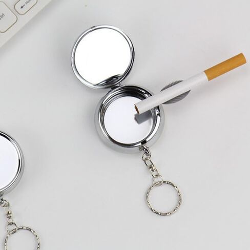 1 Pc Keychain Stainless Steel Ashtray - Portable Round Ash Tray with Keychain,Needed for Outdoor Camping, Car, Travel. in Saudi Arabia