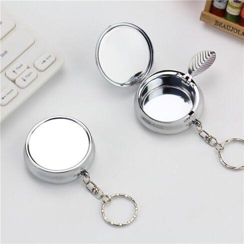 1 Pc Keychain Stainless Steel Ashtray - Portable Round Ash Tray with Keychain,Needed for Outdoor Camping, Car, Travel. in Saudi Arabia