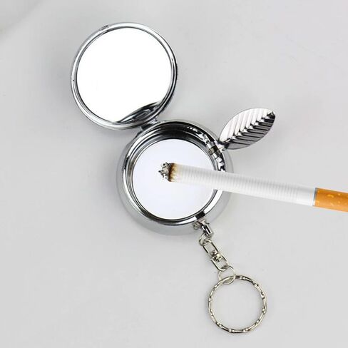 1 Pc Keychain Stainless Steel Ashtray - Portable Round Ash Tray with Keychain,Needed for Outdoor Camping, Car, Travel. in Saudi Arabia
