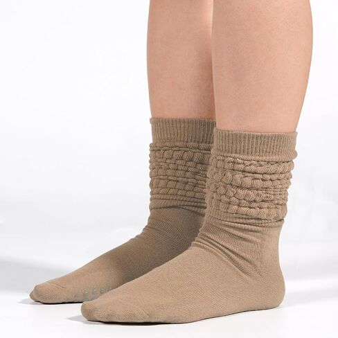 3 Pairs Grip Pilates Socks for Women Yoga Scrunch Socks with Grips for Barre Workout Hospital Long Slouch Sock in Saudi Arabia