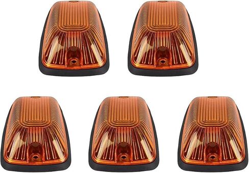 5 X Cab Marker Light, Compatible with 1988-2002 Chevy/GMC C1500 C2500 C3500 K1500 K2500 K3500 Pickup Trucks Amber Lens White LED Cab Roof Running Lights, Top Clearance Light Harness w/Wiring Pack in Kuwait