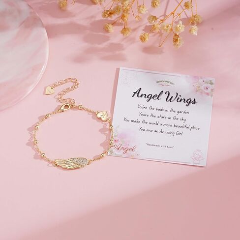 APSVO Angel Wings Bracelets For Girls Pracelets Ordial Bracelets for Women Girls Love Heart Airt A-Z Beads Gold Bracelet Homes for Dinity in Kuwait