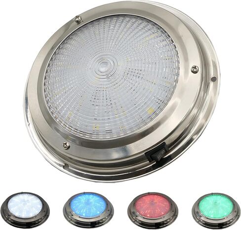 Marine Boat Dome Lights, 7 Inch RGBW LED Boat Cabin Lights with Toggle Switch, LED Boat Interior Lights with Stainless Steel Surface Mount 12V in Kuwait