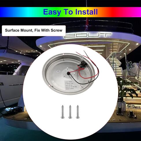 Marine Boat Dome Lights, 7 Inch RGBW LED Boat Cabin Lights with Toggle Switch, LED Boat Interior Lights with Stainless Steel Surface Mount 12V in Kuwait