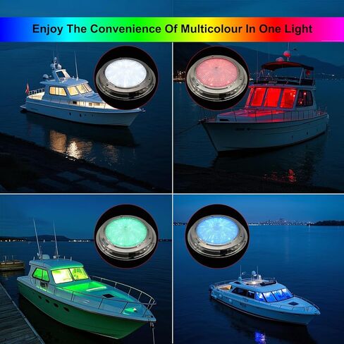 Marine Boat Dome Lights, 7 Inch RGBW LED Boat Cabin Lights with Toggle Switch, LED Boat Interior Lights with Stainless Steel Surface Mount 12V in Kuwait